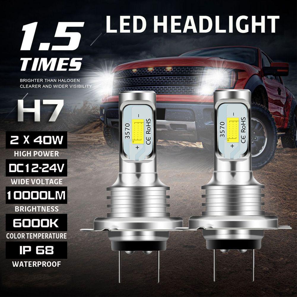 Set 2 Bóng Đèn Pha H7 10000LM 6000K Ánh Sáng Trắng Dành Cho Ô Tô