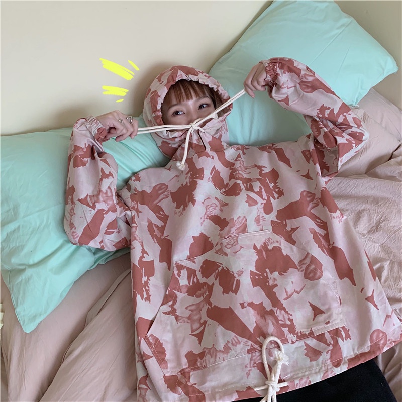 【ZHELIHANGFEI】Áo Hoodie Tay Dài Dáng Rộng Họa Tiết Rằn Ri Cá Tính Thời Trang