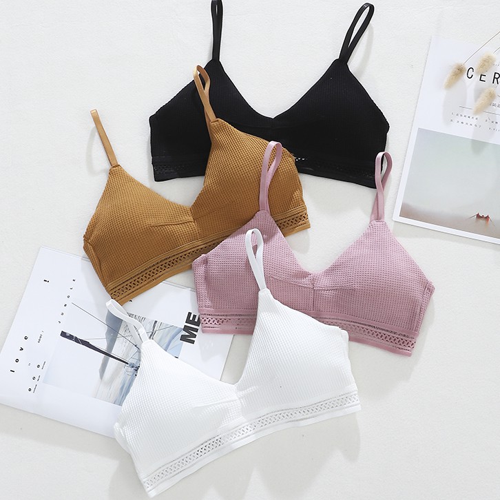 Áo Bralette họa tiết Plaid áo lót ngực cotton mềm không gọng mút mỏng cài sau có dây điều chỉnh | BigBuy360 - bigbuy360.vn