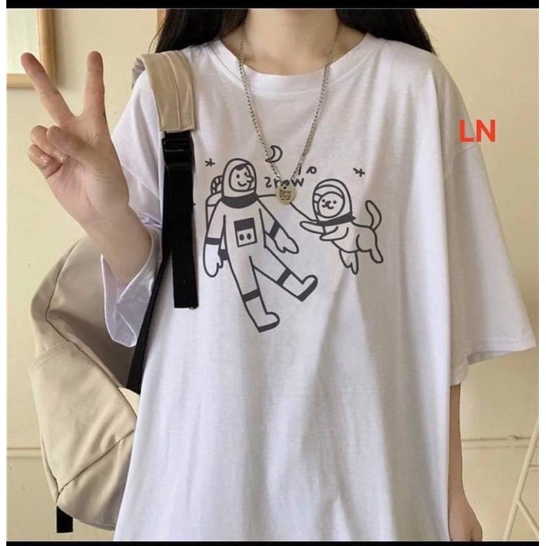 Áo phông vẽ phi hành gia và cún DA6
