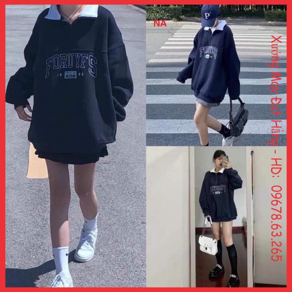 Áo khoác nỉ hoodie cổ bẻ 1998 dài tay, áo hoodie bomber form thụng cánh dơi chuẩn ảnh style Hàn Quốc