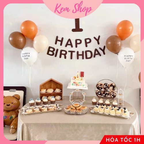 Dây Chữ Happy Birthday Màu Nâu Bằng Xốp Trang Trí Sinh Nhật Phong Cách Hàn Quốc - S3K170
