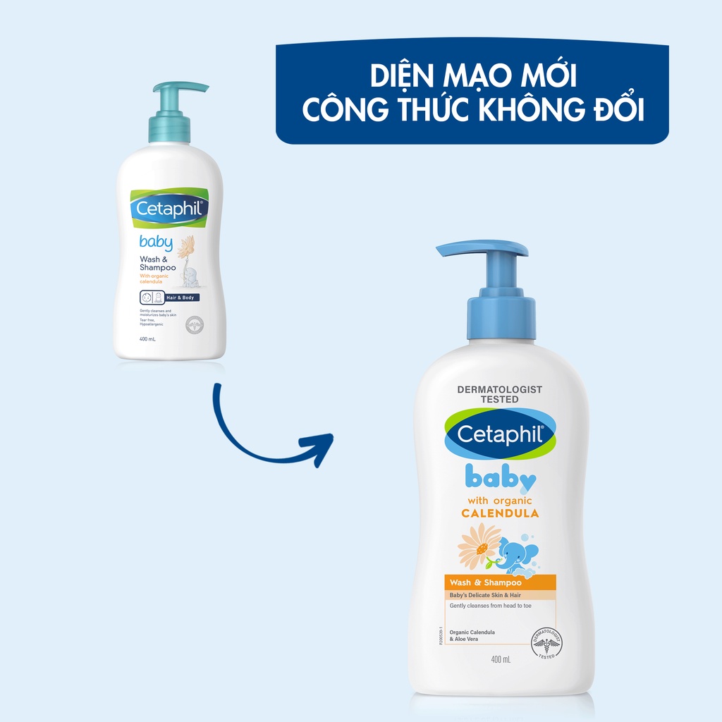 Sữa tắm gội dịu lành cho bé CETAPHIL BABY WASH &amp; SHAMPOO WITH ORGANIC CALENDULA 400ML