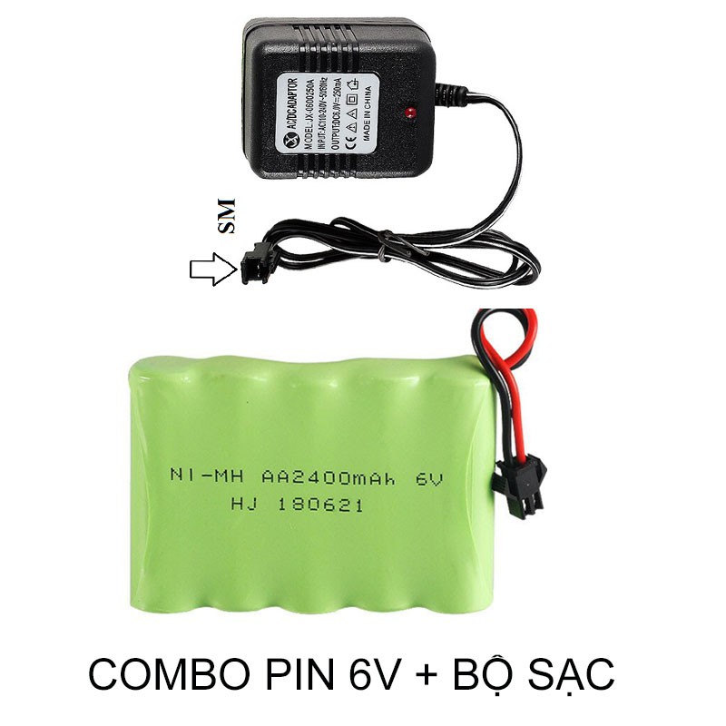 Pin sạc Ni-MH AA2400mAh 6V kèm củ sạc 250mAh