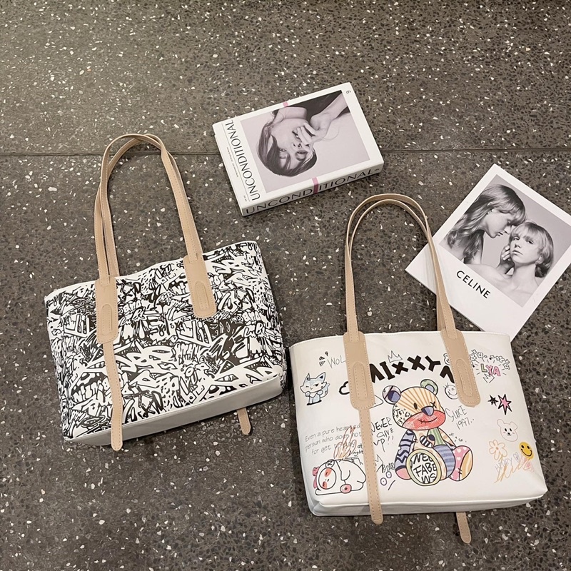 Túi tote nữ da giá rẻ đi học đi chơi hình gấu phong cách Hàn Quốc dễ thương M100