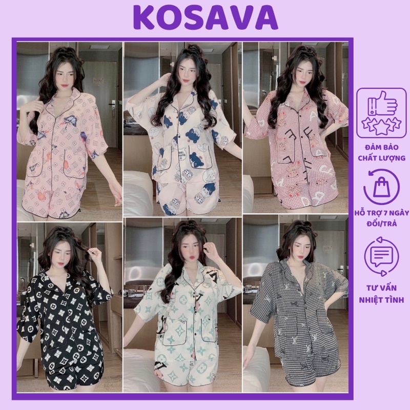 Đồ ngủ nữ bộ pijama cánh dơi họa tiết dễ thương chất liệu mango cao cấp KOSAVA