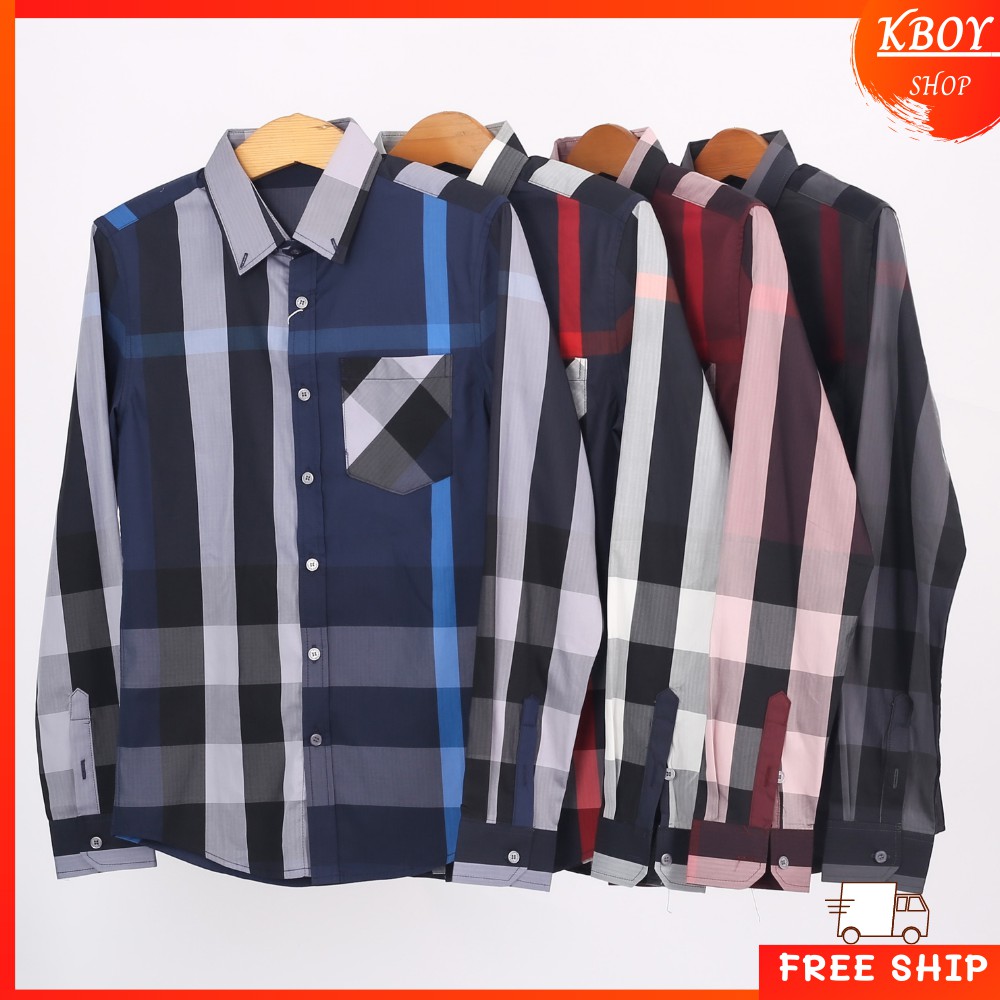 Áo Sơ Mi Tay Dài Nam Chất Liệu Cotton Spandex cổ bẻ kẻ sọc caro form rộng big size thấm hút mồ hôi tốt - T1954 | BigBuy360 - bigbuy360.vn