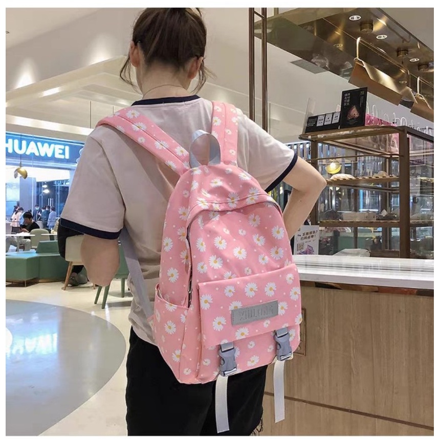 BALO NỮ NAM HỌC SINH SINH VIÊN VẢI DÙ HÌNH BÔNG CÚC NHÍ HOT TREND 0020