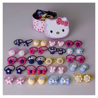 Set 40 dây cột tóc cho bé tặng hộp đựng hình Hello Kitty