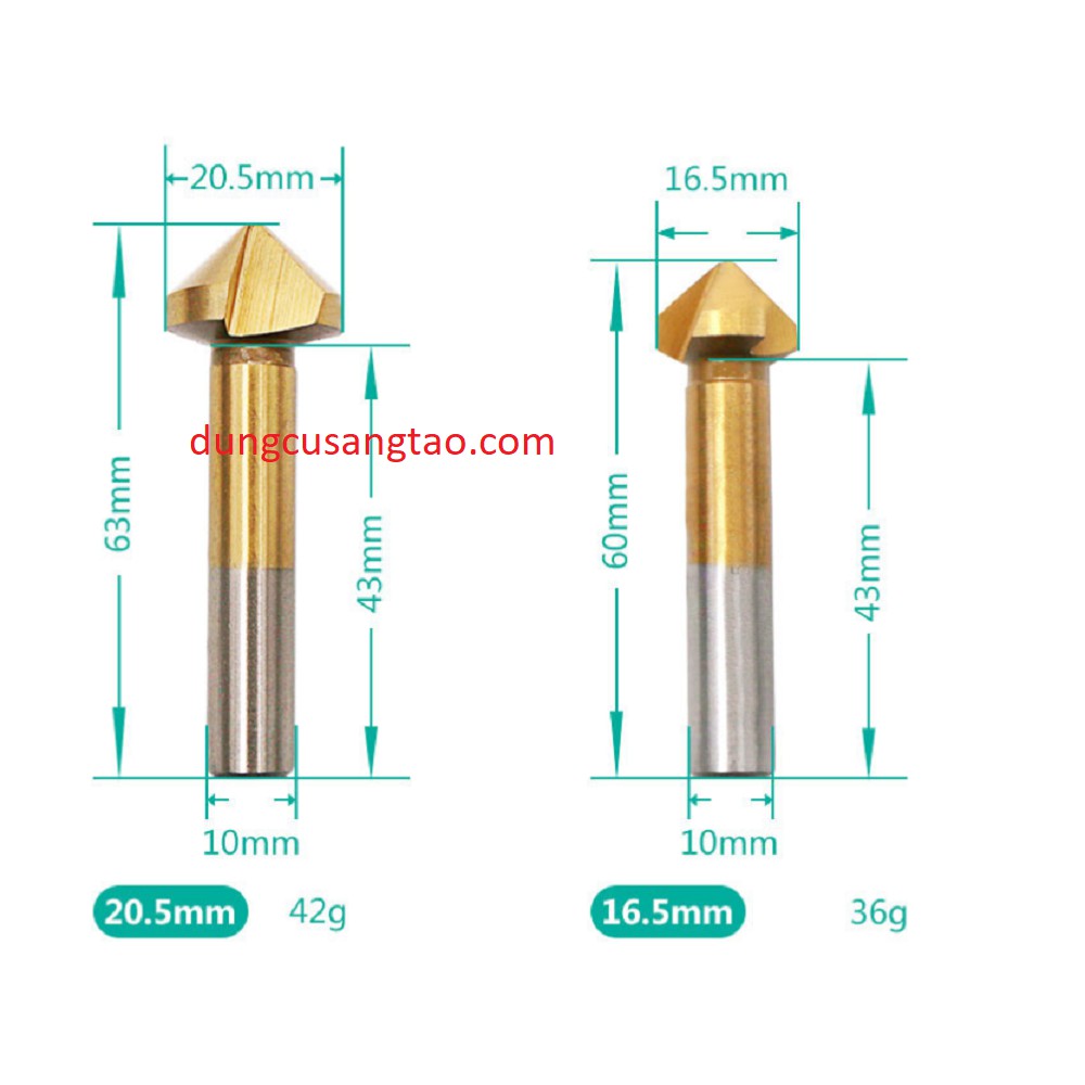 Mũi vét cạnh, khoét lỗ tròn 3 khía 90 độ