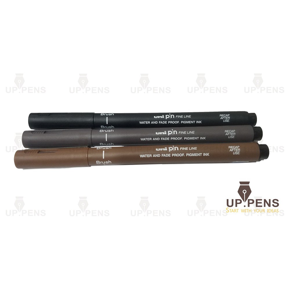 Bút lông viết chữ calligraphy Uni Pin Fine Line - Brush - Màu xám (Dark Grey)