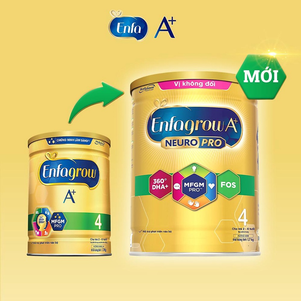 Sữa bột Enfagrow A+ Neuropro 4 1.7kg (Mẫu mới, Date t6/2023)