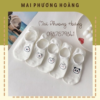 Tất, Vớ Nữ Cổ Ngắn Viền Màu Hình Cute 💦Ngẫu Nhiên Hình💦