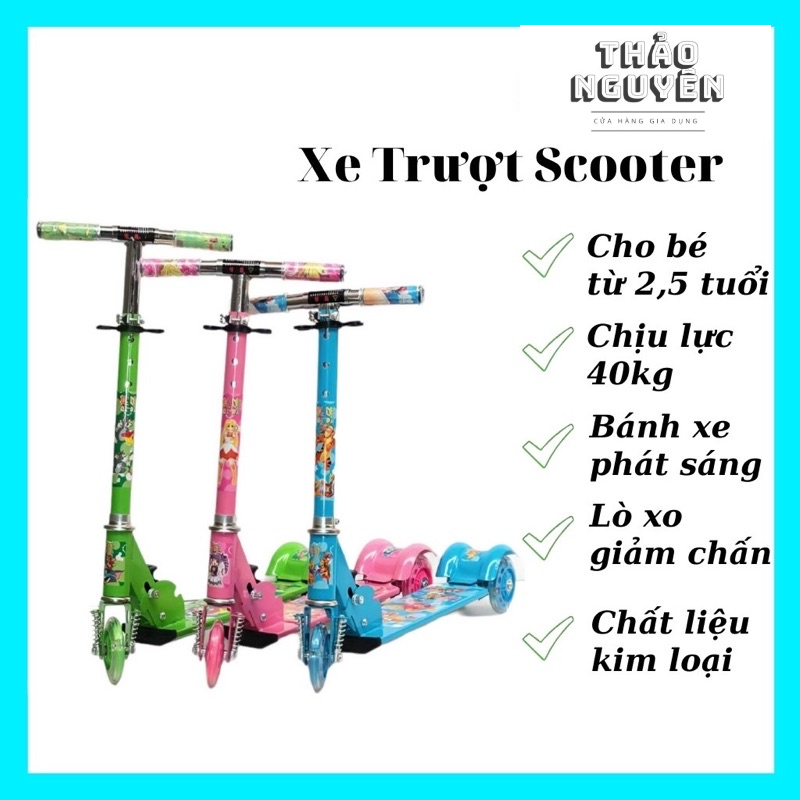 Xe Trượt Scooter Khung Thép Gobos 3 Bánh Phát Sáng, Gấp Gọn Chính Hãng