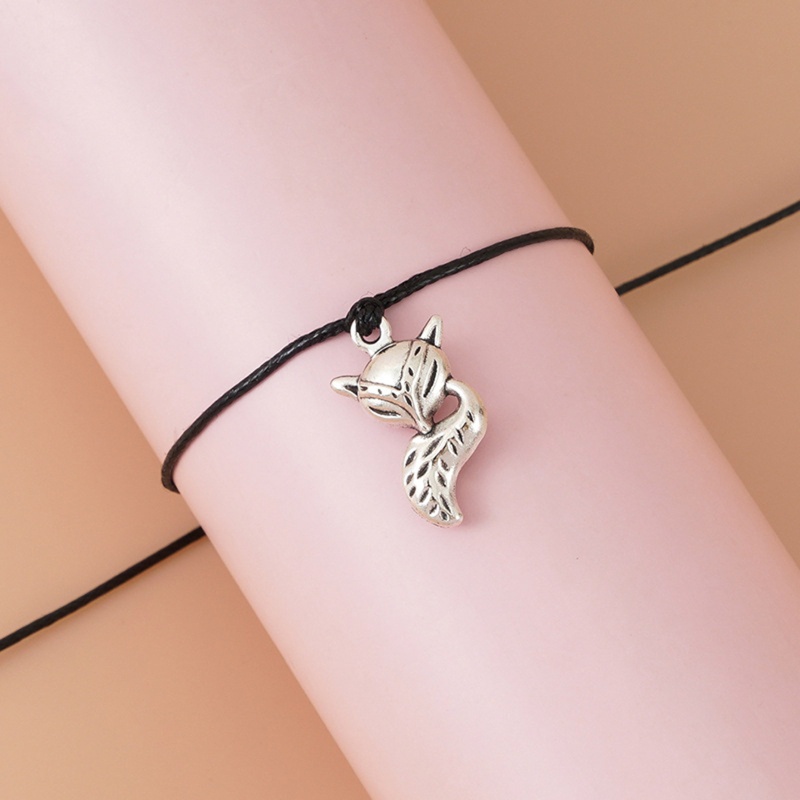 Vòng Tay Dây Sáp Bện Mặt Hình Cáo Dễ Thương Có Thể Điều Chỉnh Cho Nữ