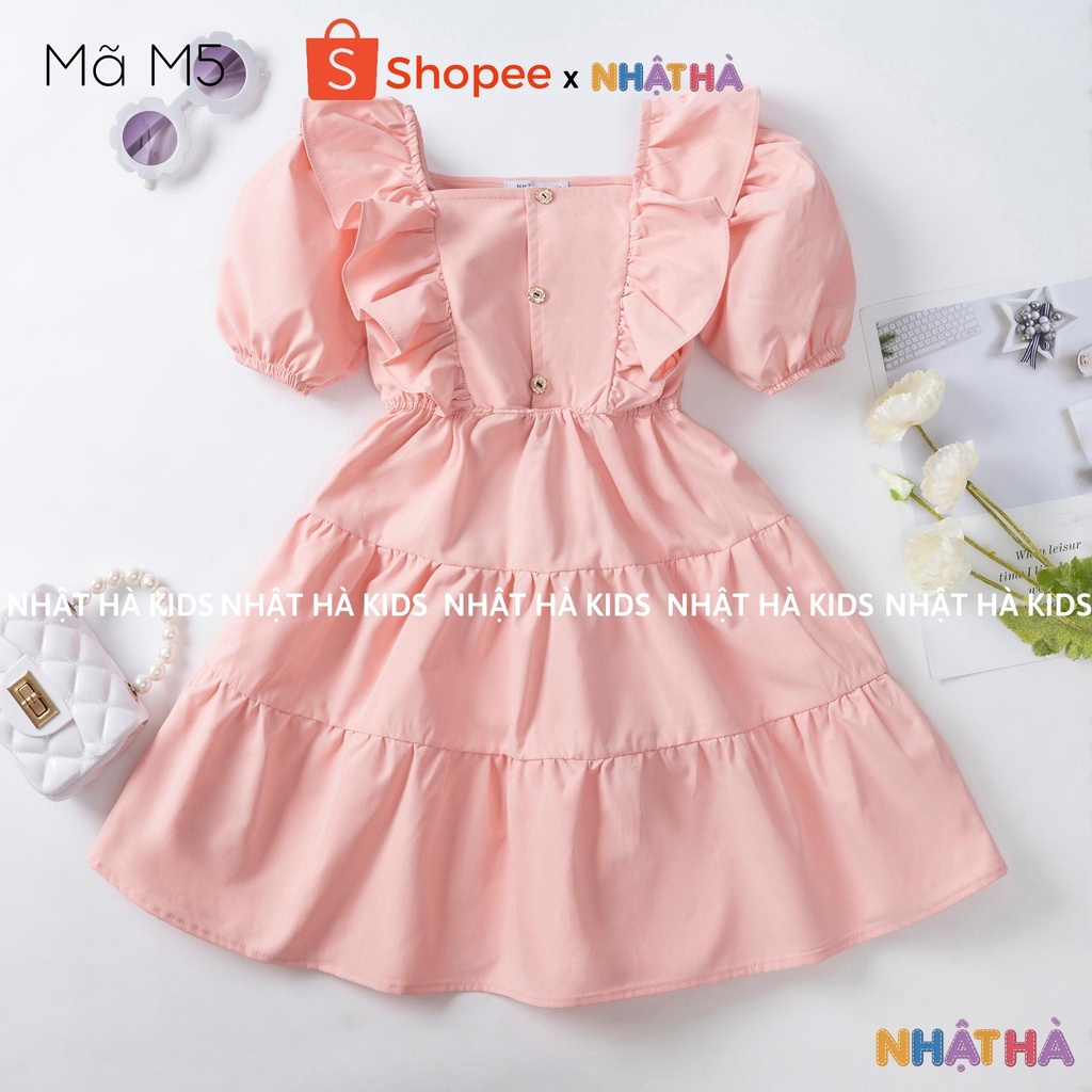 Váy bé gái công chúa M5 dáng xòe thiết kế tay bồng siêu xinh size đại từ 12-43kg