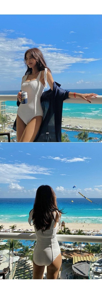 Bộ bơi một mảnh ren vai gân trắng | BigBuy360 - bigbuy360.vn