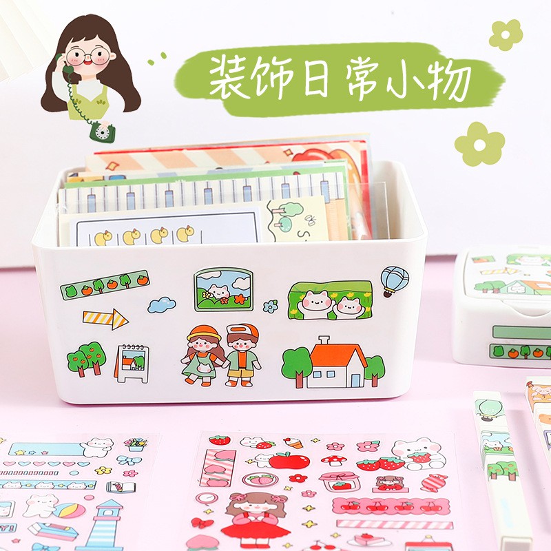 Set 6 Tấm Sticker Trong Suốt Nhiều Chủ Đề Hình Dán Trang Trí Bút Hộp Decor Đa Năng