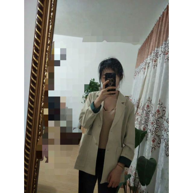 (Ảnh thật 3 hình cuối )  Áo blazer Ulzzang xanh mù tạt -Hàng nhập khẩu