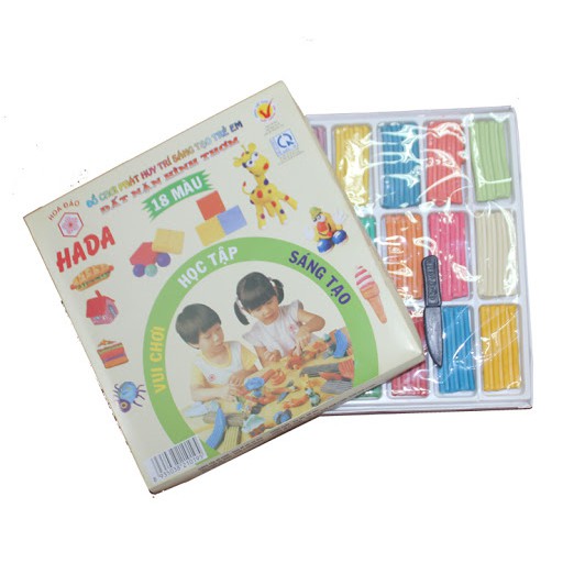 Hộp đất sét nặn hình 18 màu - tặng kèm khuôn nặn hình cho bé