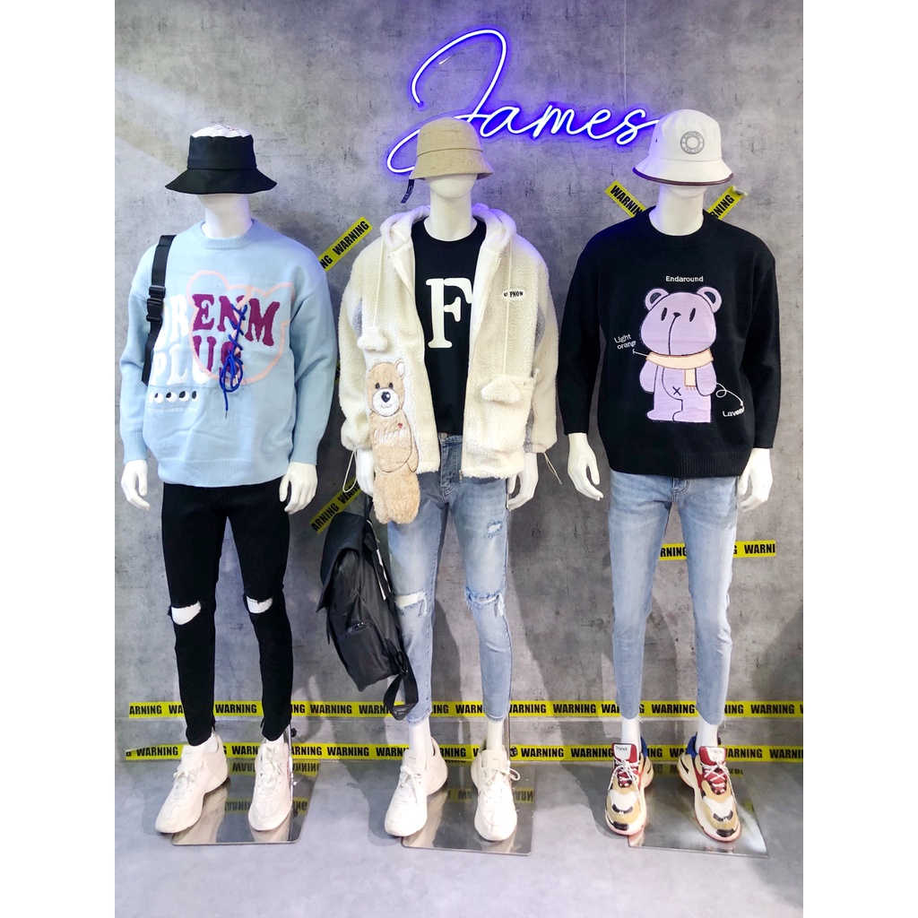 Aó khoác hình gấu nam nữ form rộng hàng quảng châu cao cấp JAMES STORE -AK2377