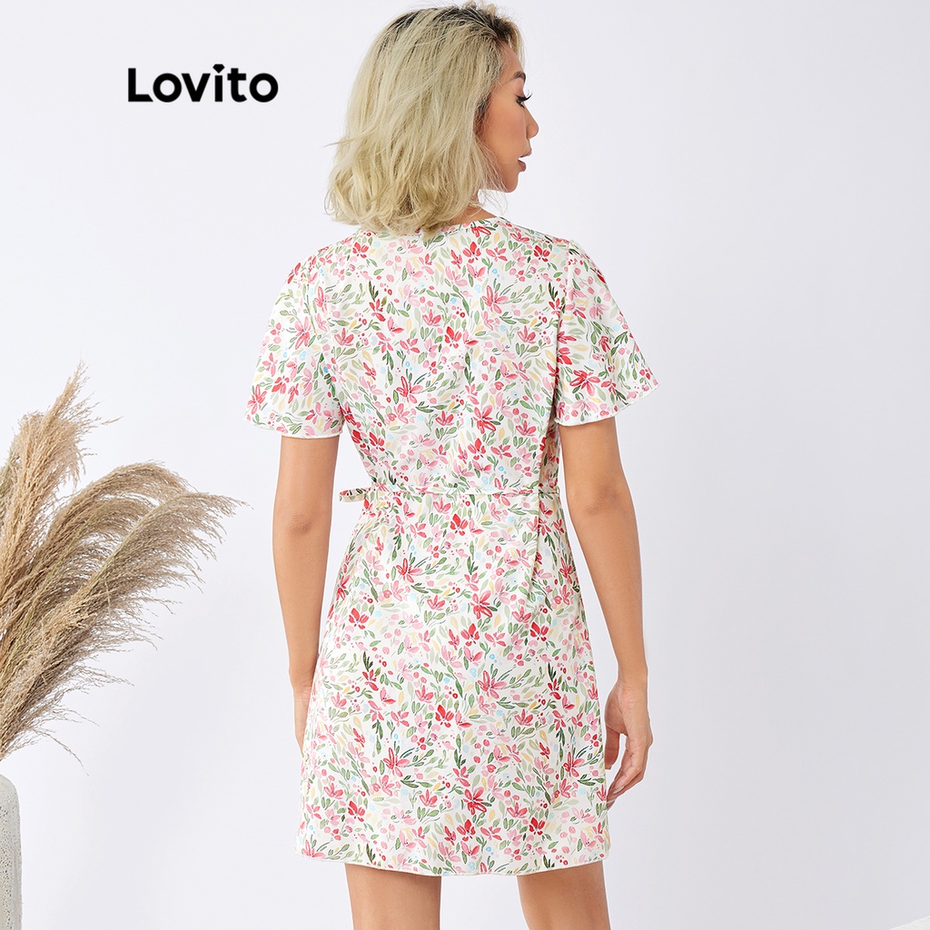 Lovito Đầm Boho Floral Wrap Cổ V L22Ed091 (NhiềU Màu)