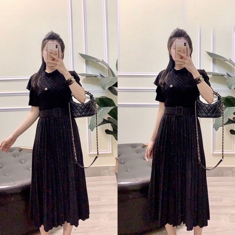 CHÂN VÁY XẾP LY NHŨ KÈM ĐAI MS14300 | BigBuy360 - bigbuy360.vn