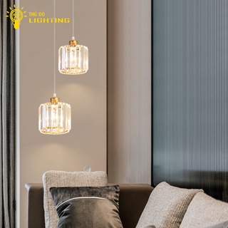 Đèn Thả Trần Pha Lê Đơn THỦ ĐÔ LIGHTING Chụp Đèn Hình Trụ Họa Văn Nổi Chữ Nhật Giúp Tán Sắc Ánh Sáng