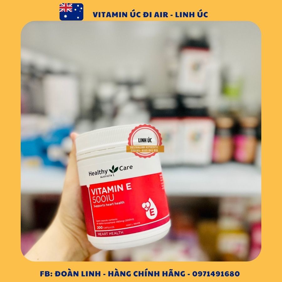 Viên uống đẹp da, hỗ trợ sức khỏe Healthy Care Vitamin E - Hộp 200 viên, Hàng Chuẩn Úc Đi Air, Healthy Care vitamin E