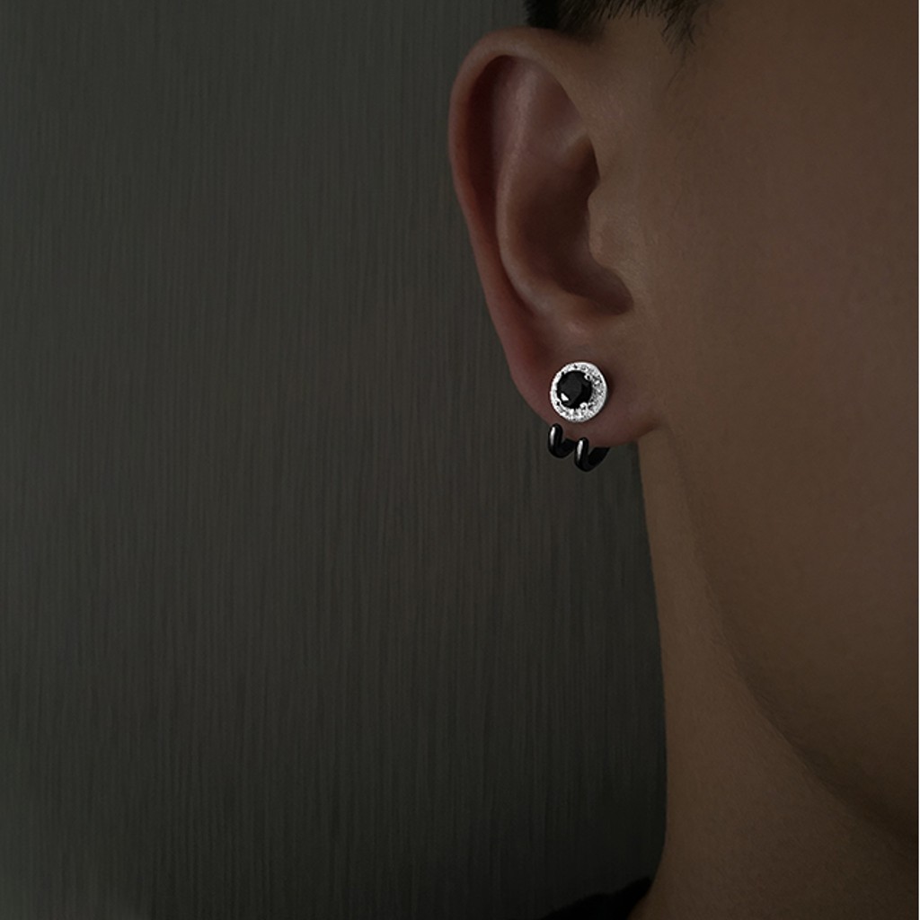 Bông tai, Khuyên tai nam nữ thời trang Shadow Hunter mặt đính đá độc đáo, Cá tính, Unisex, 1 chiếc