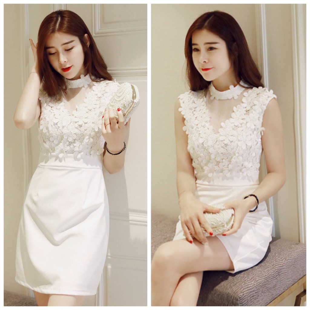 Đầm Ôm Body Dự Tiệc Phối Ren Hoa Mai BY6093