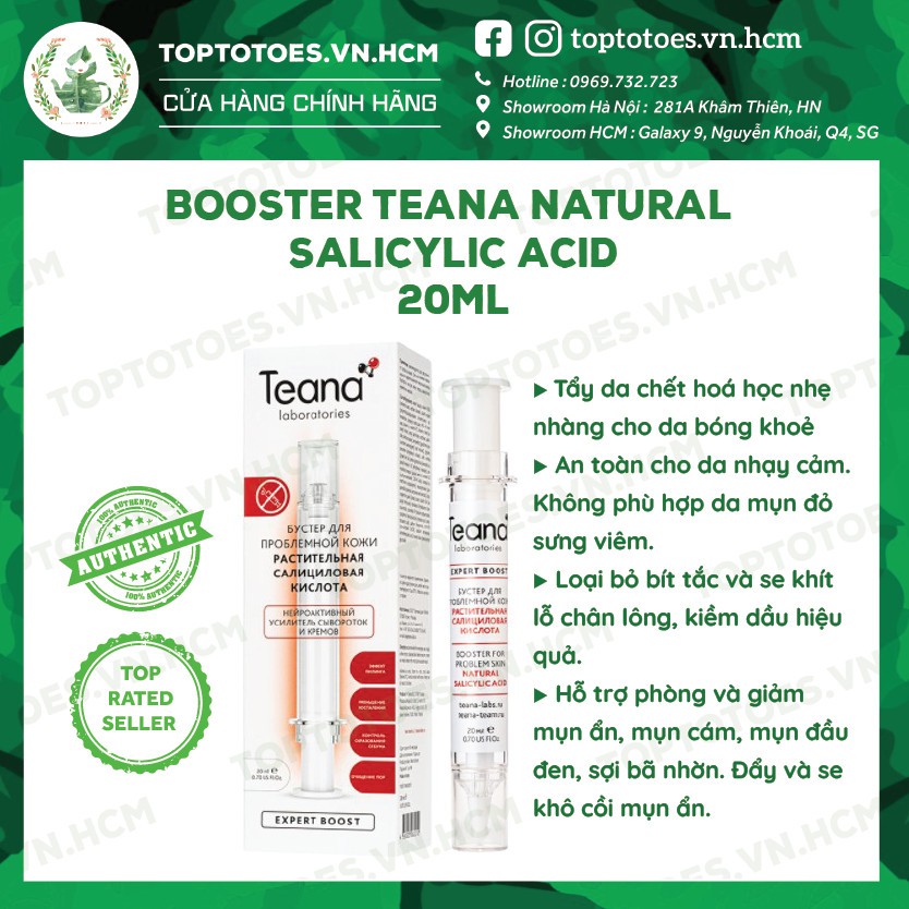 Booster Teana Natural Salicylic Acid làm sạch sâu lỗ chân lông, se cồi, ngừa và giảm mụn, cải thiện tone da