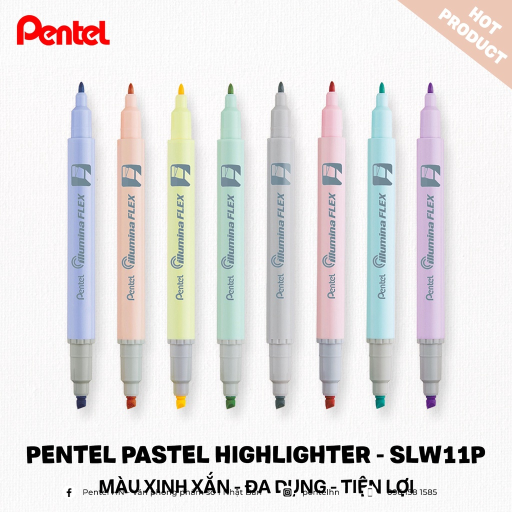Bút Dạ Quang 2 Đầu Pentel Màu Pastel SLW11P Pentel Pastel Highlighter