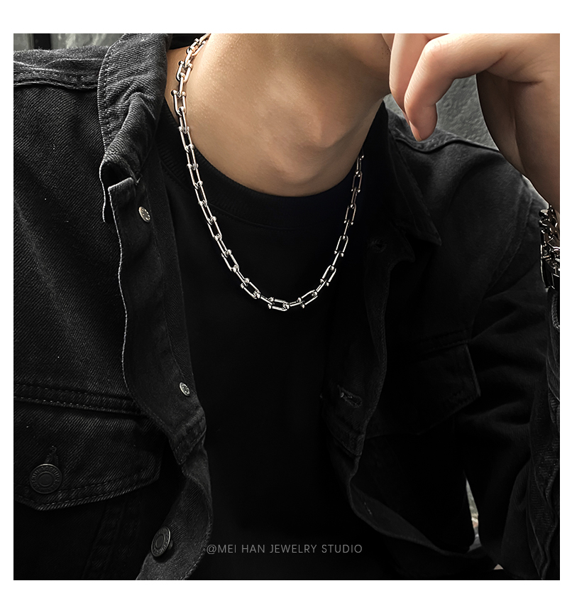Vòng cổ thép titan dạng chuỗi xích cá tính