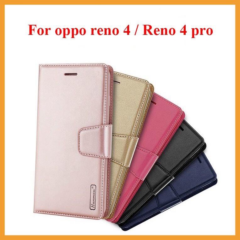 Bao da Oppo reno 4 / Reno 4 pro dạng ví hiệu hanman, kiểu sáng sang trọng tiện lợi