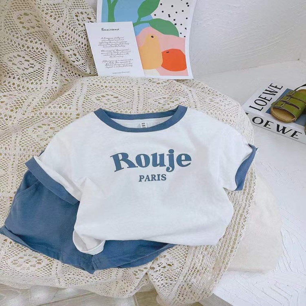 Quần áo cộc tay bé trai BINBON KIDS, Bộ quần áo cho bé In Chữ Rouje Paris siêu hot cho bé Từ 7-28kg