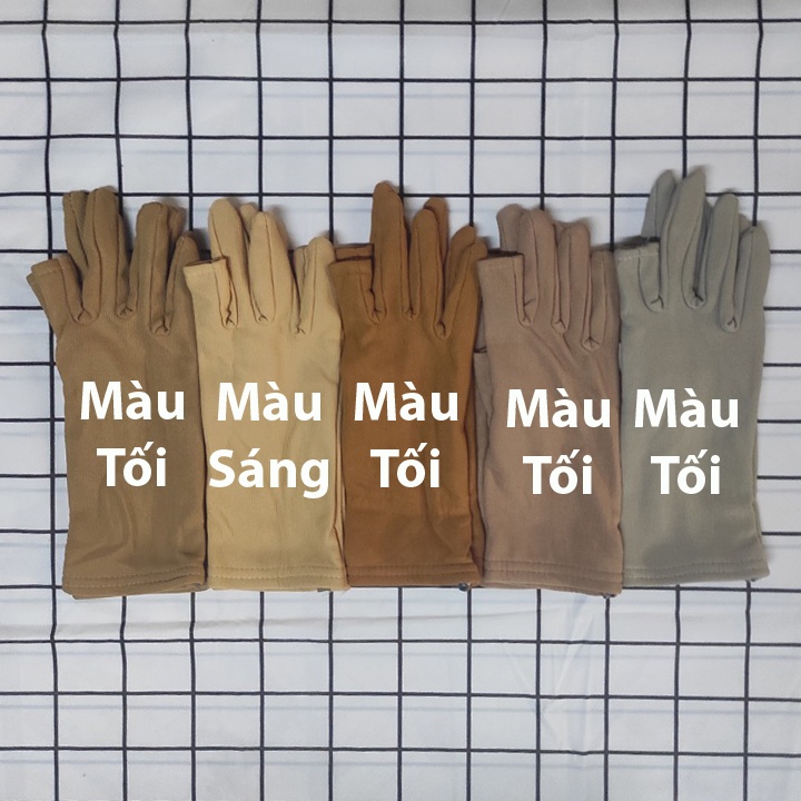 Bao tay, găng tay Nữ chất liệu vải cotton hở 2 ngón chống nắng, giữ ấm lái xe, sử dụng điện thoại.