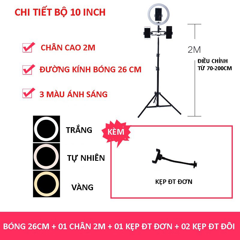 Đèn Livestream Size 26/16cm Dành Cho Bán Hàng Online, Make up, Chụp Ảnh Studio - Chính hãng Kairui