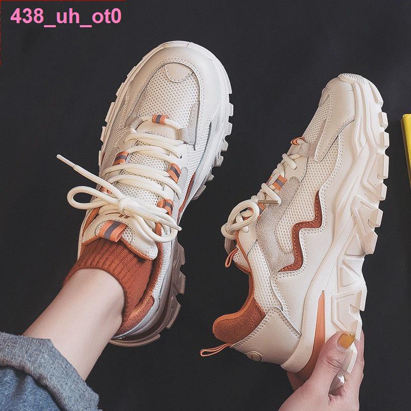 Giày nữ thời trangMesh old daddy shoes nữ hợp thời trang ins cool wild casual 2021 giày thể thao mùa hè mới đế dày