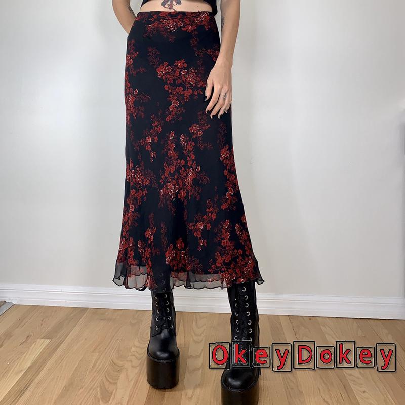 Chân váy dài in hoa kiểu vintage thời trang mùa hè cho nữ