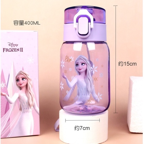 Bình nước kèm ống hút họa tiết công chúa Elsa đáng yêu dành cho bé