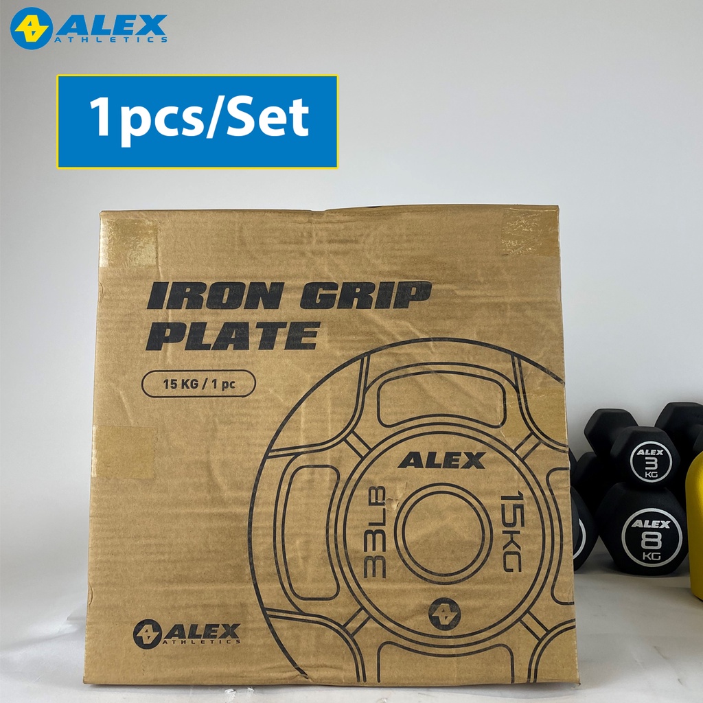 Tạ Đĩa 15Kg 4 Lỗ Phi 50 ALEX Màu Đen Cao Cấp, Gang Nguyên Khối Sơn Tĩnh Điện Tập Thể Hình, Gym