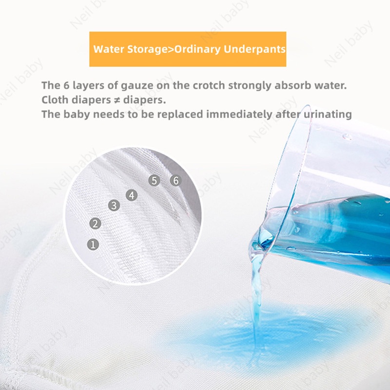 4 miếng / nhóm Tã vải thoáng khí Quần Bỏ Bỉm Quần đóng bỉm bằng vải cotton thoáng khí cao cấp chống hăm có thể giặt lại cho bé 0-18kg(size 90/100/110)