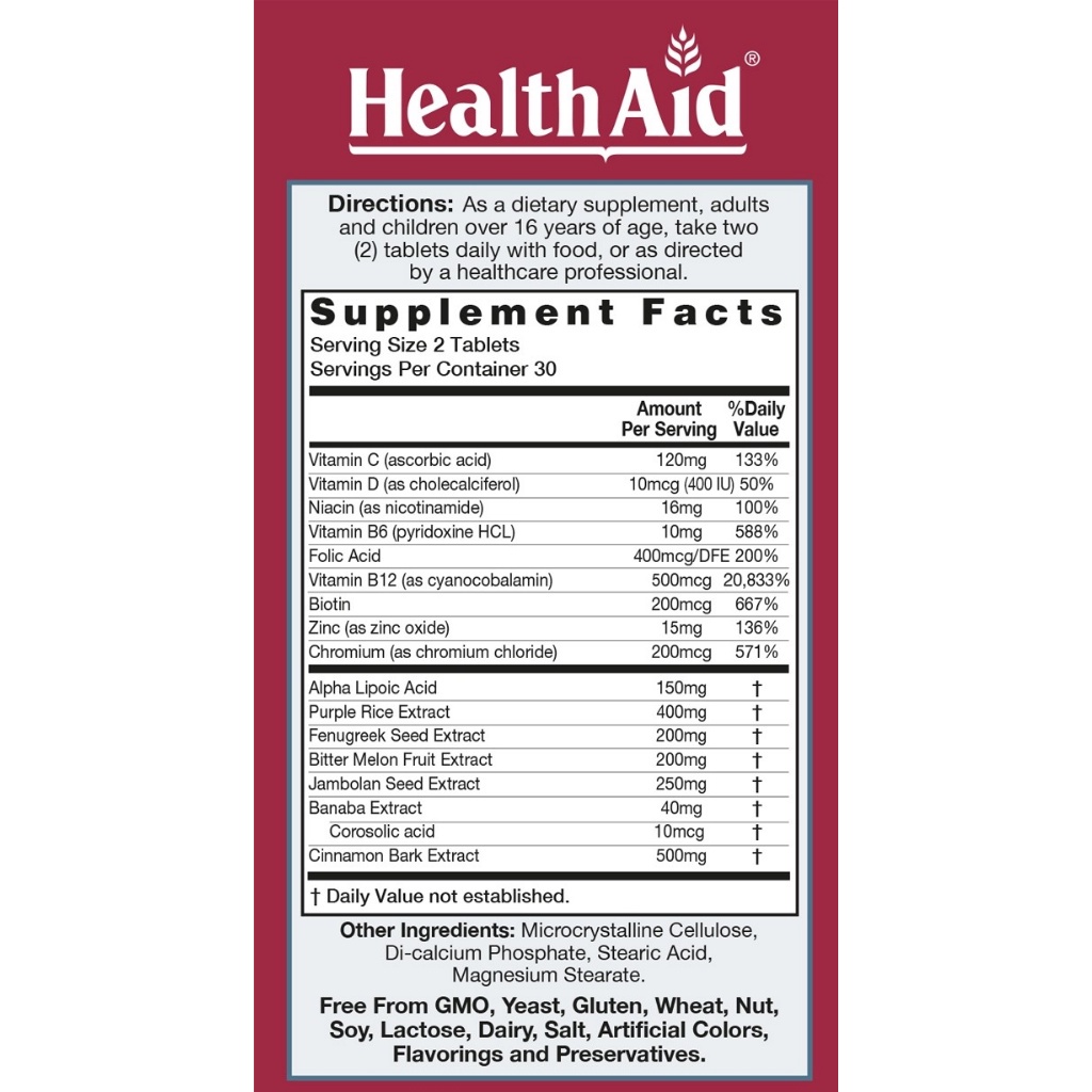 Viên Uống Tiểu Đường HealthAid GlucoBate Giúp Ổn Định Đường Huyết, Ngăn Ngừa Biến Chứng Tiểu Đường (Hộp 60 Viên)