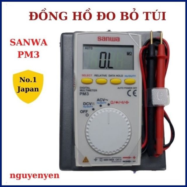 [SIÊU NHẸ] Đồng Hồ Đo VOM Đa Năng Vạn Năng Điện Tử Bỏ Túi SANWA PM3 - Tiêu Chuẩn CE - Tiết Kiệm Pin Tối Đa