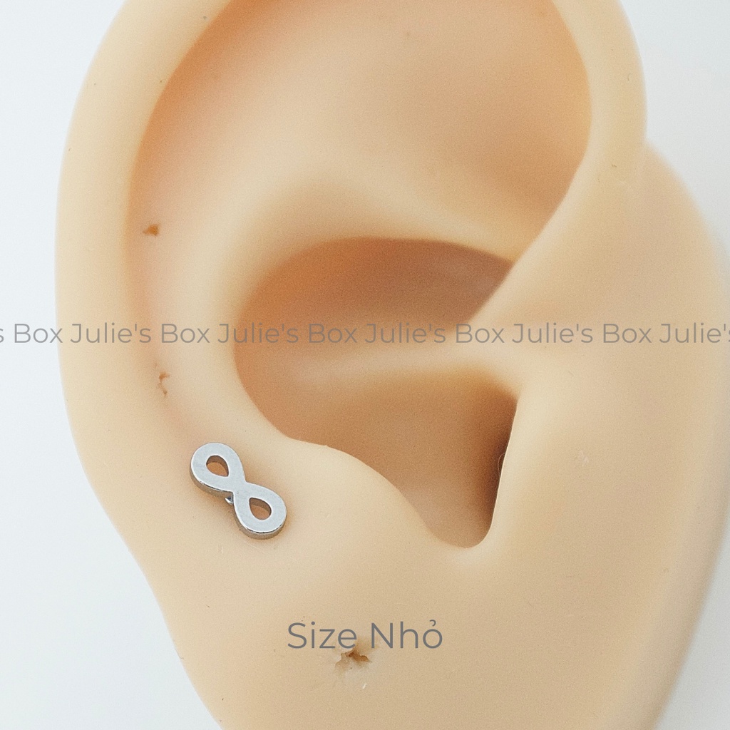 [1 Chiếc] Khuyên Tai Titan Unisex Hình Vô Cực Bi Tròn Không Gỉ Sét Không Ngứa Bông Tai Julies Box 66
