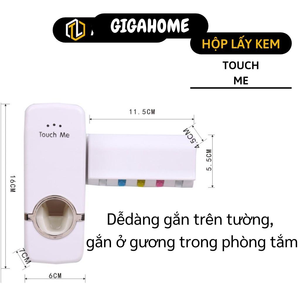 Combo hộp nhả kem và giá treo bản chải đánh răngGIGAHOME Dụng cụ Đựng Kem Đánh Răng Tự Động Touch Me dán tường