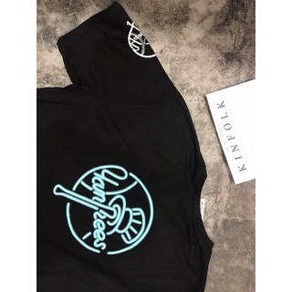 [Ảnh Thật] Áo Thun Yankees Đen Logo Xanh