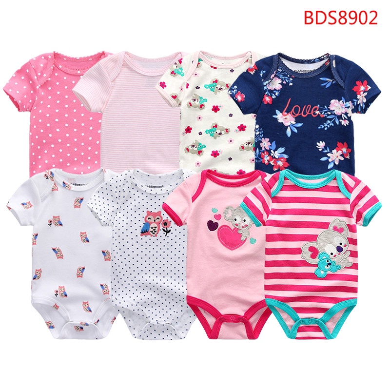8PCS Bodysuit cho bé bodysuit cho bé gái Body chip bé trai 100% cotton set body chip bé trai Jumpsuit sơ sinh