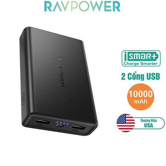 RAVPower RP-PB005 10000mAh Power Bank Black(Sạc dự phòng)